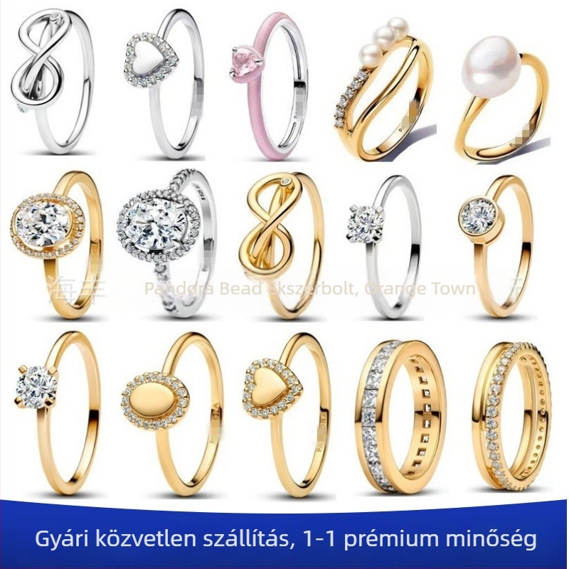 Uniszex 925-ös ezüst gyűrű geometriai mintával és cirkóniával, könnyed luxus stílusban