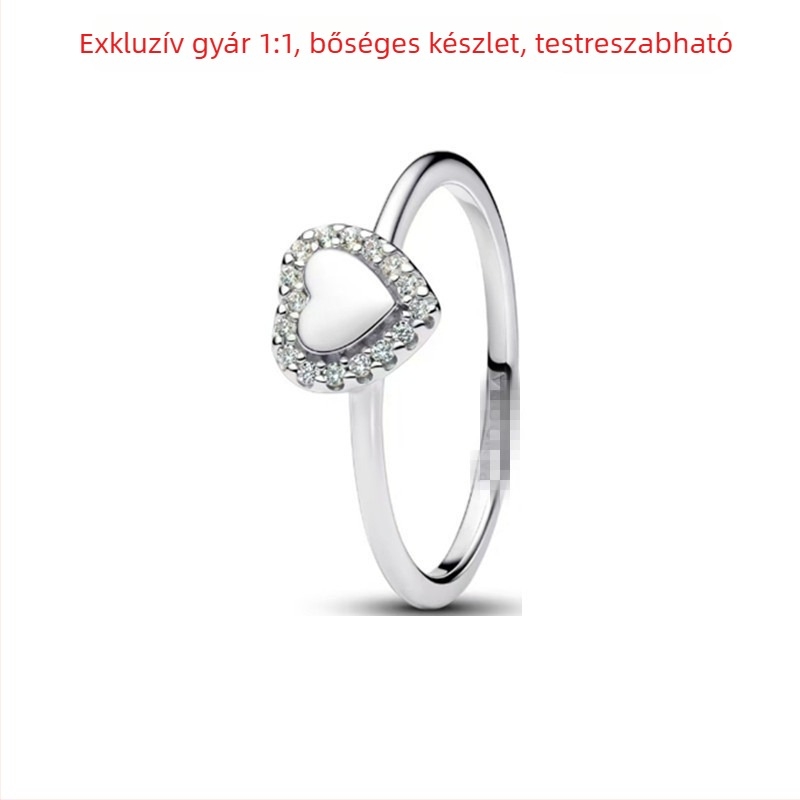 Uniszex 925-ös ezüst gyűrű geometriai mintával és cirkóniával, könnyed luxus stílusban