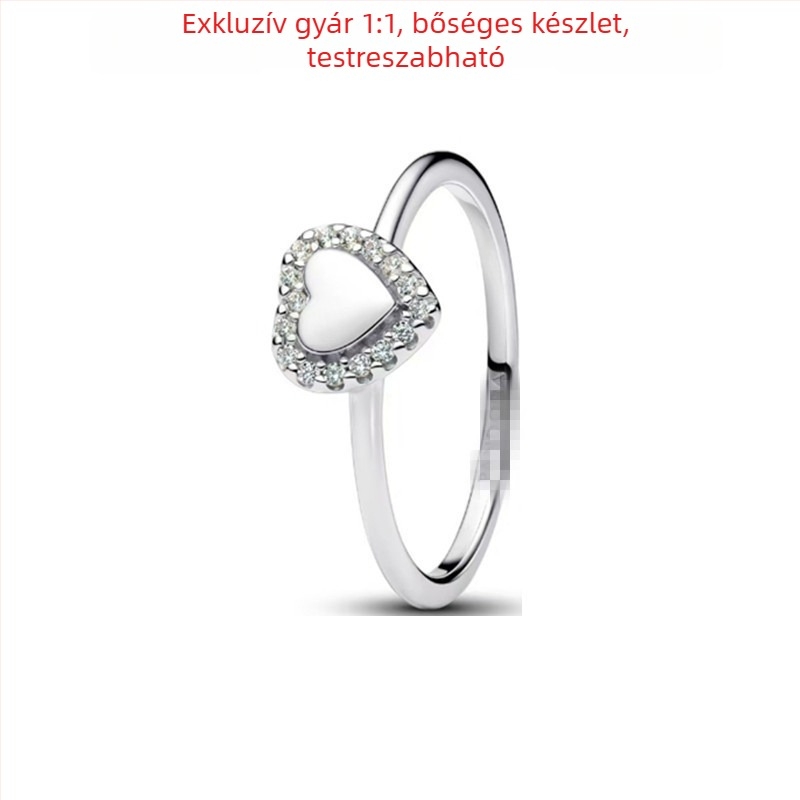 Uniszex 925-ös ezüst gyűrű geometriai mintával és cirkóniával, könnyed luxus stílusban