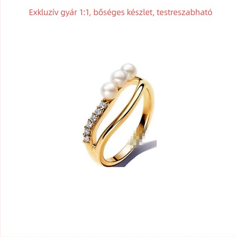 Uniszex 925-ös ezüst gyűrű geometriai mintával és cirkóniával, könnyed luxus stílusban