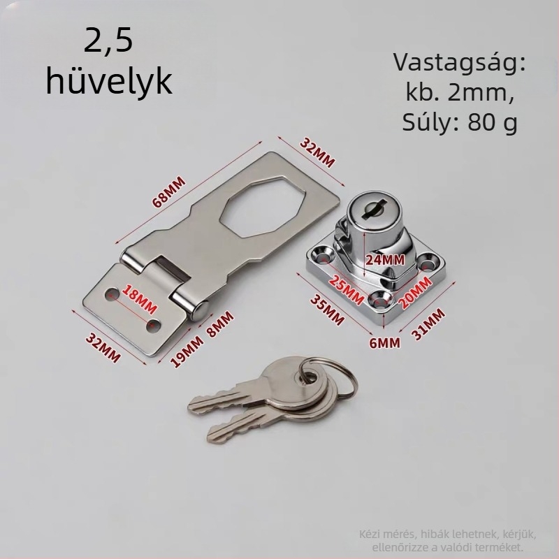 Pin-típusú ajtózár rozsdamentes acélból, zárlemez, felületre szerelt, modern minimalist stílus