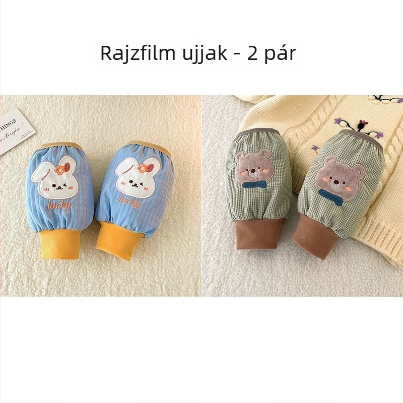 Gyerekeknek szóló velúr ujjvédők, egyszínű, meleg, uniszex, 3–8 évesek, tavaszi használatra