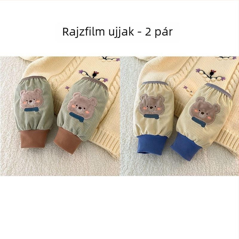 Gyerekeknek szóló velúr ujjvédők, egyszínű, meleg, uniszex, 3–8 évesek, tavaszi használatra