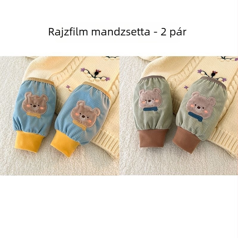 Gyerekeknek szóló velúr ujjvédők, egyszínű, meleg, uniszex, 3–8 évesek, tavaszi használatra