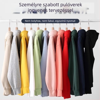 Pamut kapucnis pulóver, hosszú ujjú, vastag anyag, egyedi logó nyomtatással osztályos uniforméhoz, őszi-téli