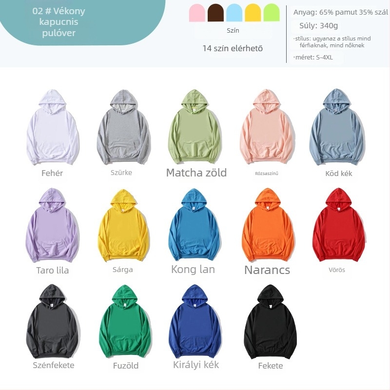 Pamut kapucnis pulóver, hosszú ujjú, vastag anyag, egyedi logó nyomtatással osztályos uniforméhoz, őszi-téli