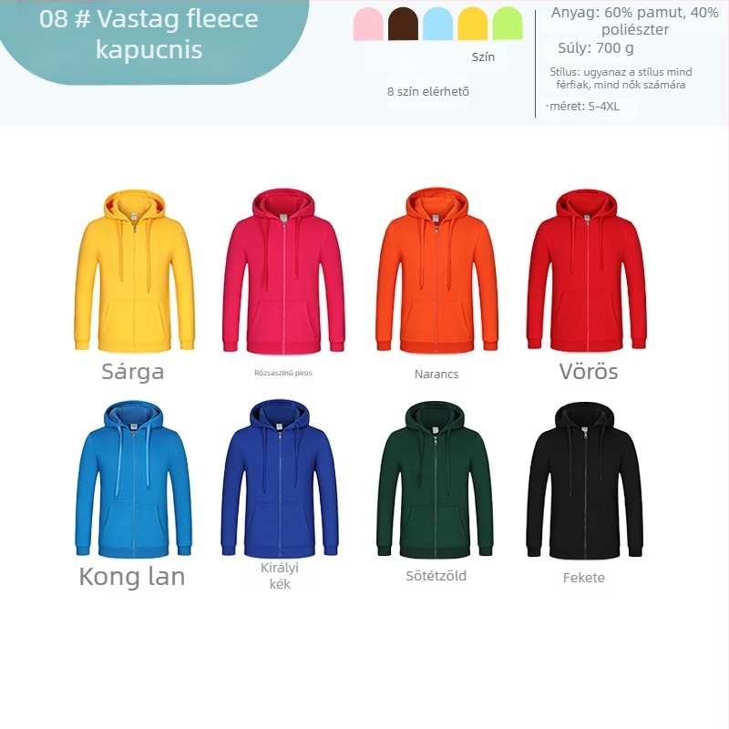 Pamut kapucnis pulóver, hosszú ujjú, vastag anyag, egyedi logó nyomtatással osztályos uniforméhoz, őszi-téli