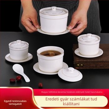 Szállodai porcelán tál, modern minimalista dizájn; ideális levesekhez, pörköltökhöz és párolt tojásokhoz; üzleti ajándék