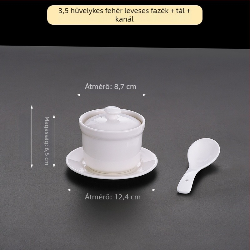 Szállodai porcelán tál, modern minimalista dizájn; ideális levesekhez, pörköltökhöz és párolt tojásokhoz; üzleti ajándék