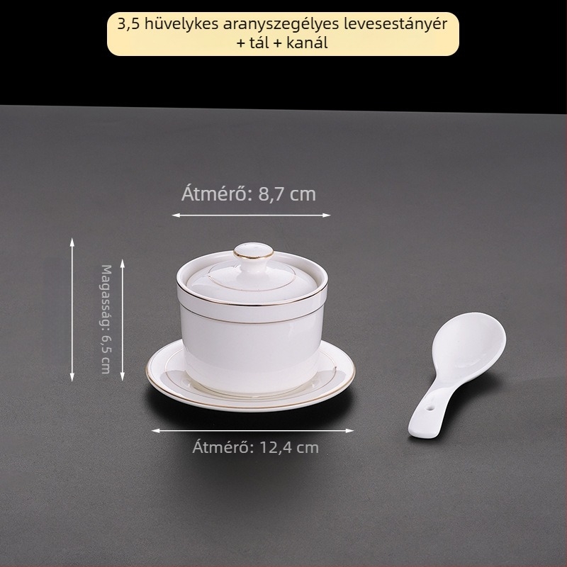 Szállodai porcelán tál, modern minimalista dizájn; ideális levesekhez, pörköltökhöz és párolt tojásokhoz; üzleti ajándék
