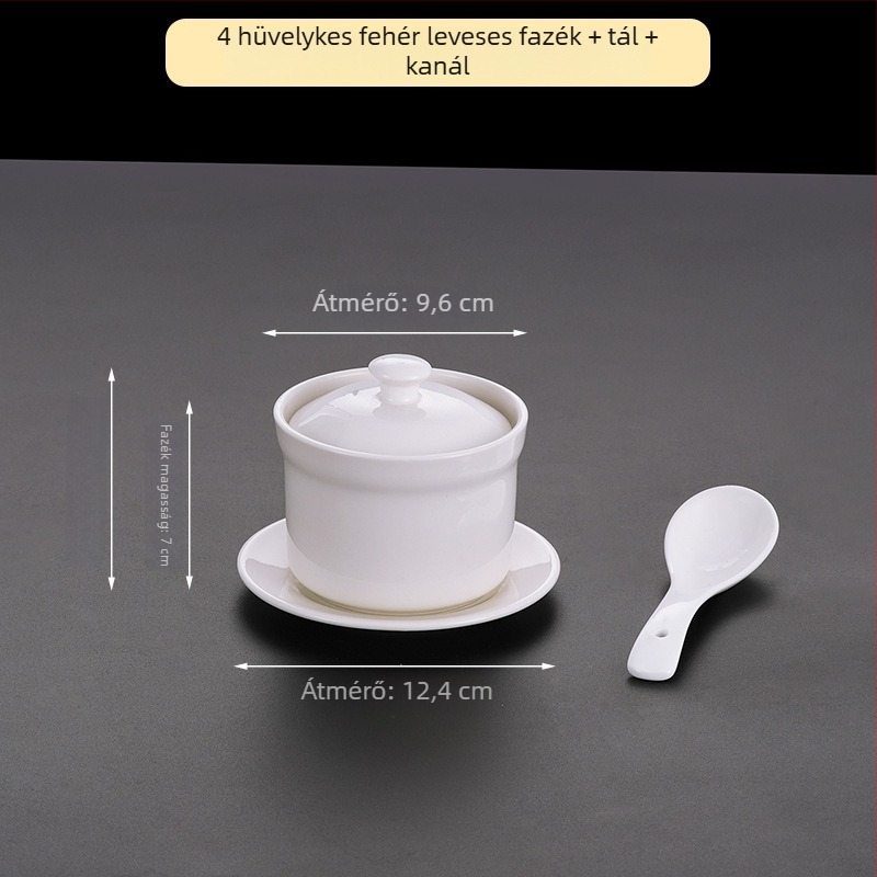 Szállodai porcelán tál, modern minimalista dizájn; ideális levesekhez, pörköltökhöz és párolt tojásokhoz; üzleti ajándék