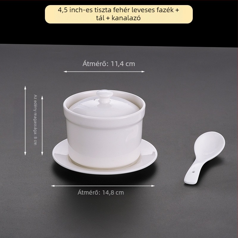 Szállodai porcelán tál, modern minimalista dizájn; ideális levesekhez, pörköltökhöz és párolt tojásokhoz; üzleti ajándék