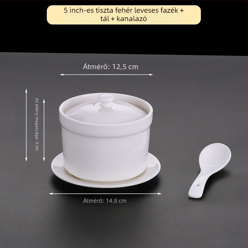 Szállodai porcelán tál, modern minimalista dizájn; ideális levesekhez, pörköltökhöz és párolt tojásokhoz; üzleti ajándék