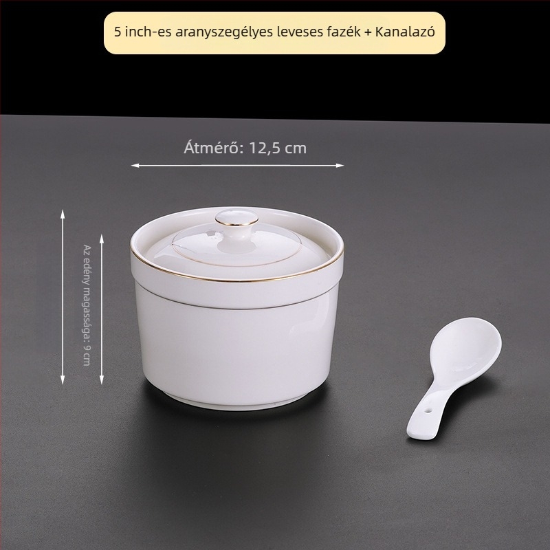 Szállodai porcelán tál, modern minimalista dizájn; ideális levesekhez, pörköltökhöz és párolt tojásokhoz; üzleti ajándék
