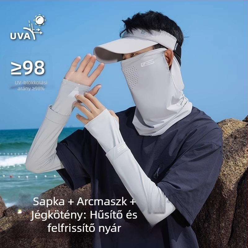 UV-védő maszkos napsapka kültéri sportokhoz, légáteresztő nylon Ice Silk nyakvédő, kerékpározáshoz és horgászathoz