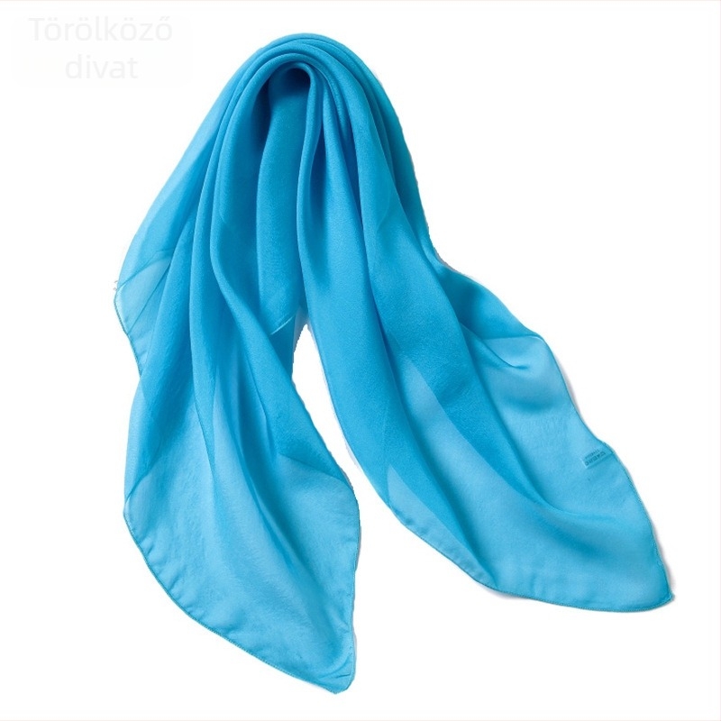 70x70 cm egyszínű chiffon négyszögletes kendő, rózsaszín, koreai stílus