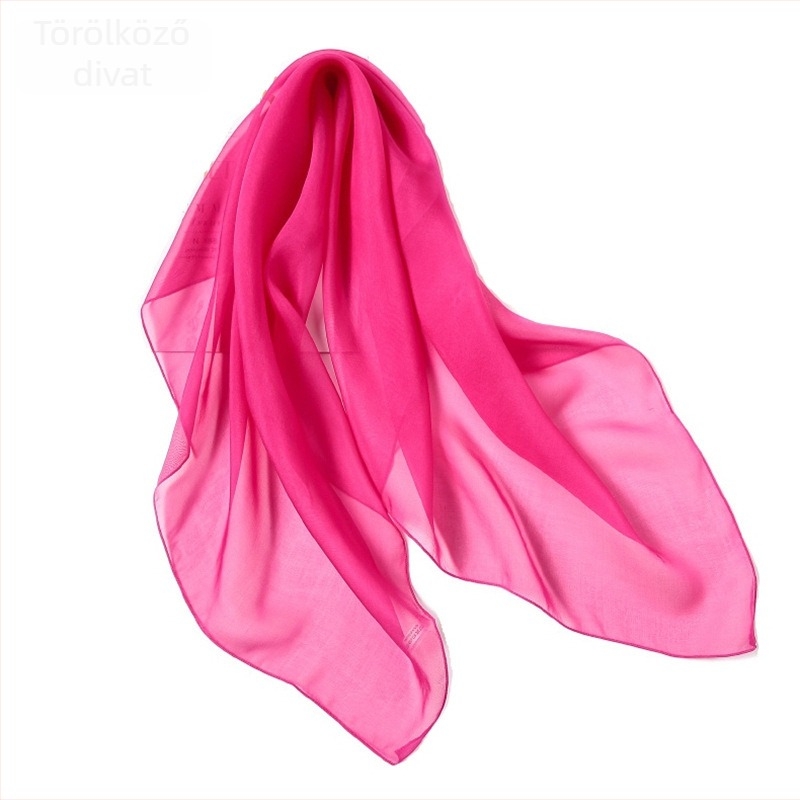 70x70 cm egyszínű chiffon négyszögletes kendő, rózsaszín, koreai stílus