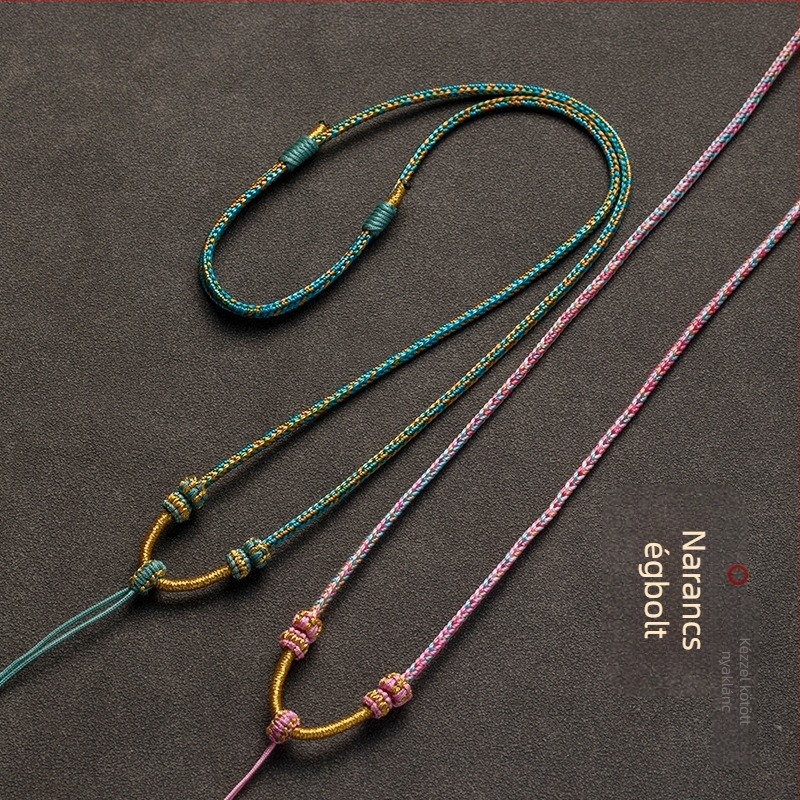 Kötélmedálos nyaklánc, kézzel szőtt, állítható zsinórral, Craftsman ékszerek, 2024 ősz