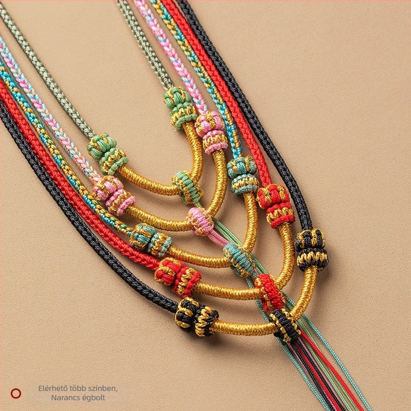 Kötélmedálos nyaklánc, kézzel szőtt, állítható zsinórral, Craftsman ékszerek, 2024 ősz
