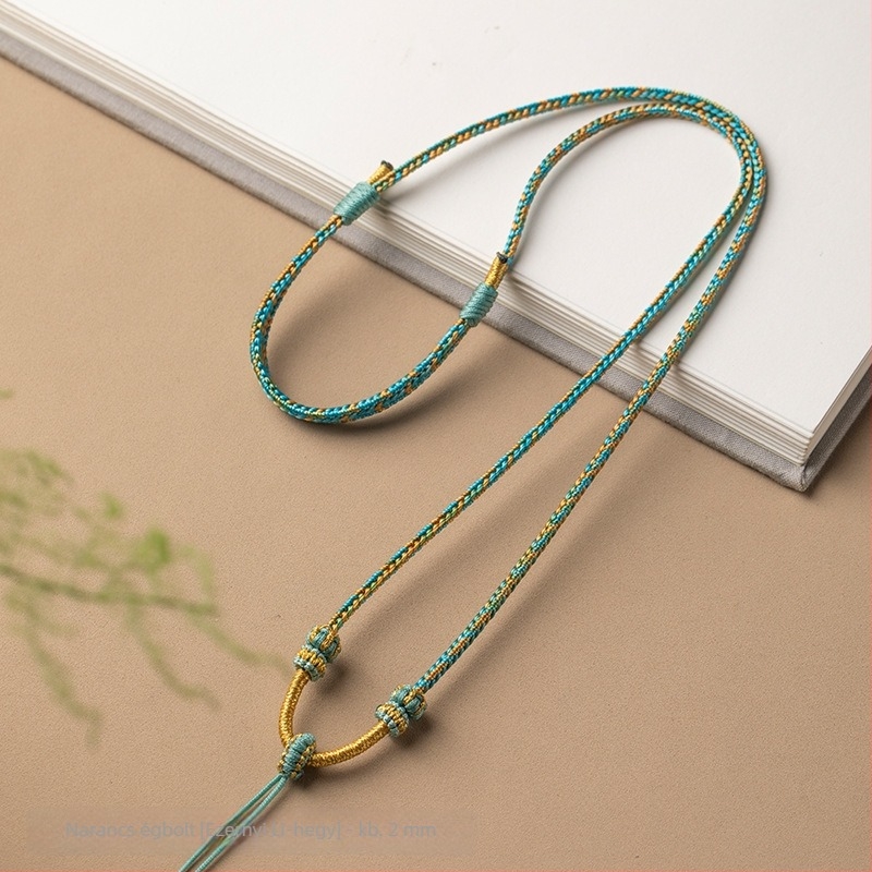 Kötélmedálos nyaklánc, kézzel szőtt, állítható zsinórral, Craftsman ékszerek, 2024 ősz