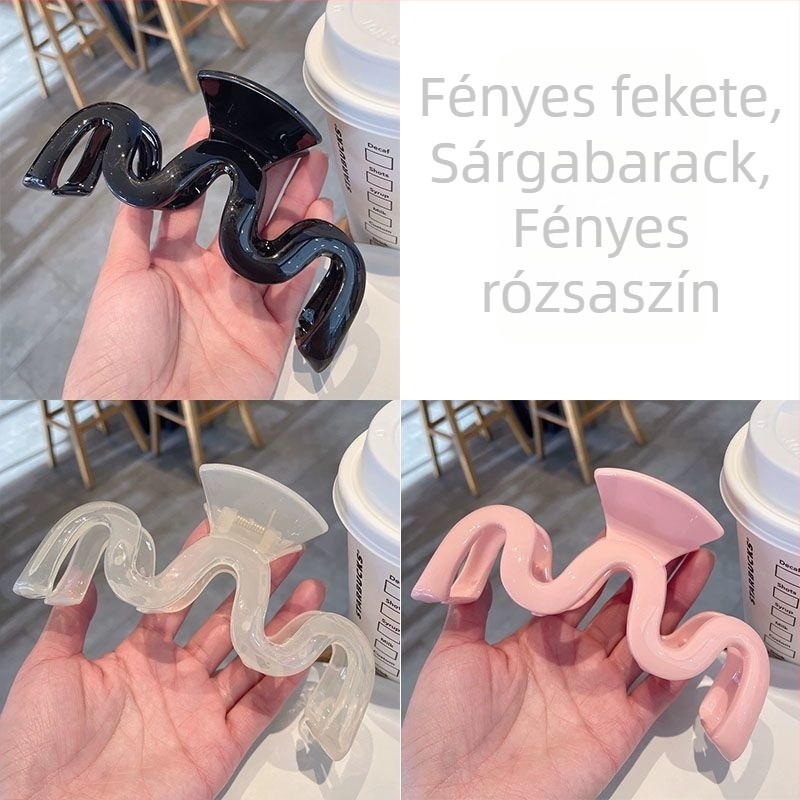 13 cm-es extra-nagy akril hajcsat, cápa-stílusú dizájn, luxusérzet, a tarkó környéki hajra