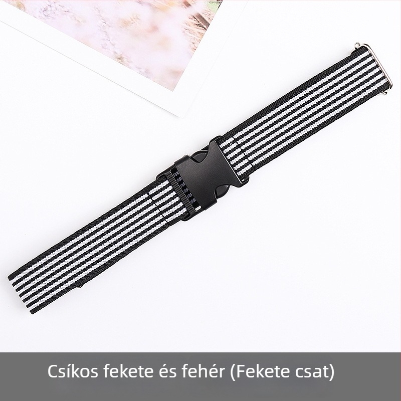 Uniszex elasztikus szövött öv állítható csattal és elasztikus derékszíj