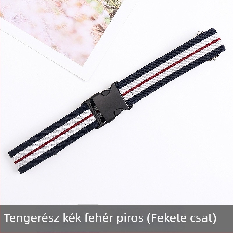 Uniszex elasztikus szövött öv állítható csattal és elasztikus derékszíj