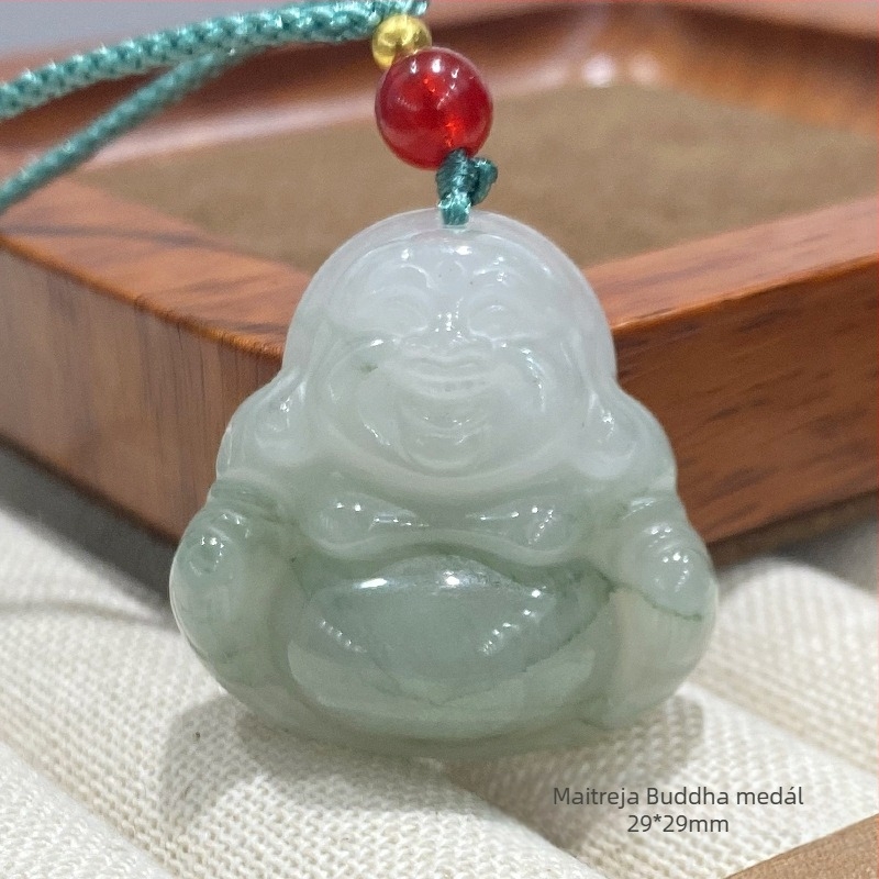 Tianshan jáde medál Ruyi Buddha dizájnnal, nyaklánc