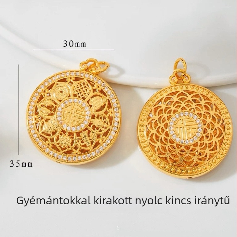 Réz nyaklánc vintage kompás medállal, elektroplatált felülettel, vintage stílus, tavasz 2024