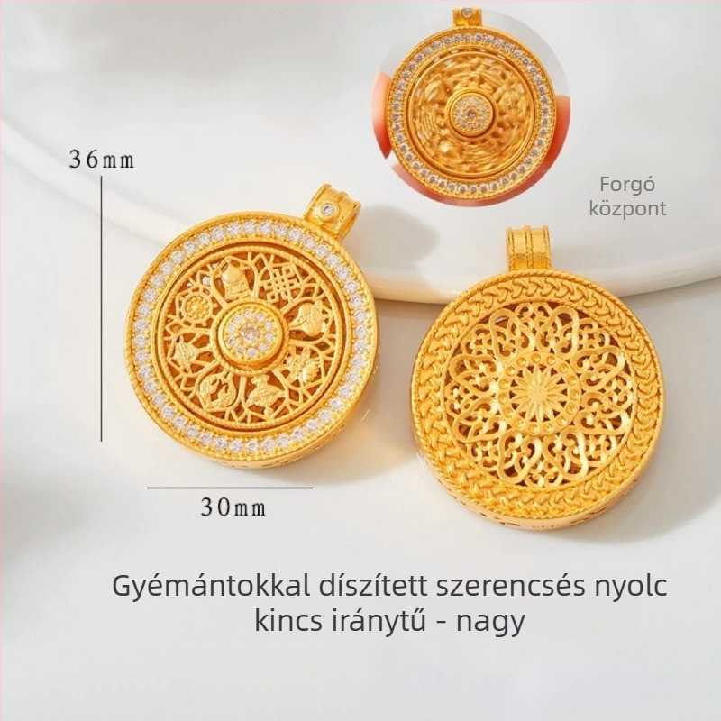 Réz nyaklánc vintage kompás medállal, elektroplatált felülettel, vintage stílus, tavasz 2024
