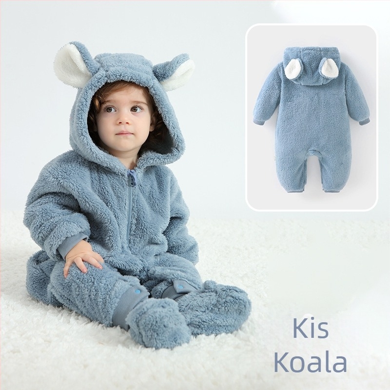 Baba overál Panda motívummal, kapucnis Sherpa plüss anyag, vastag, cipzáras záródás, 1–3 éveseknek (80–100 cm)