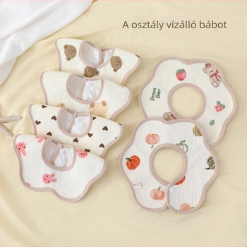 Delicate pamut vízálló bébi etető-nyakvédő, uniszex, állat- és rajzfilm minta, 0–1 év, biztonsági osztály A