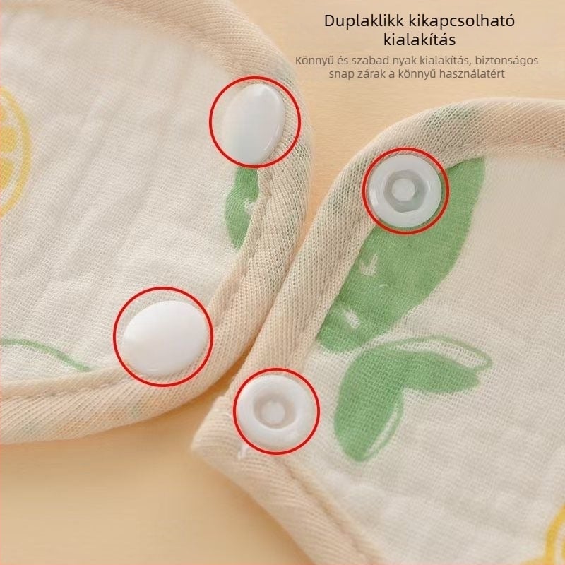 Delicate pamut vízálló bébi etető-nyakvédő, uniszex, állat- és rajzfilm minta, 0–1 év, biztonsági osztály A
