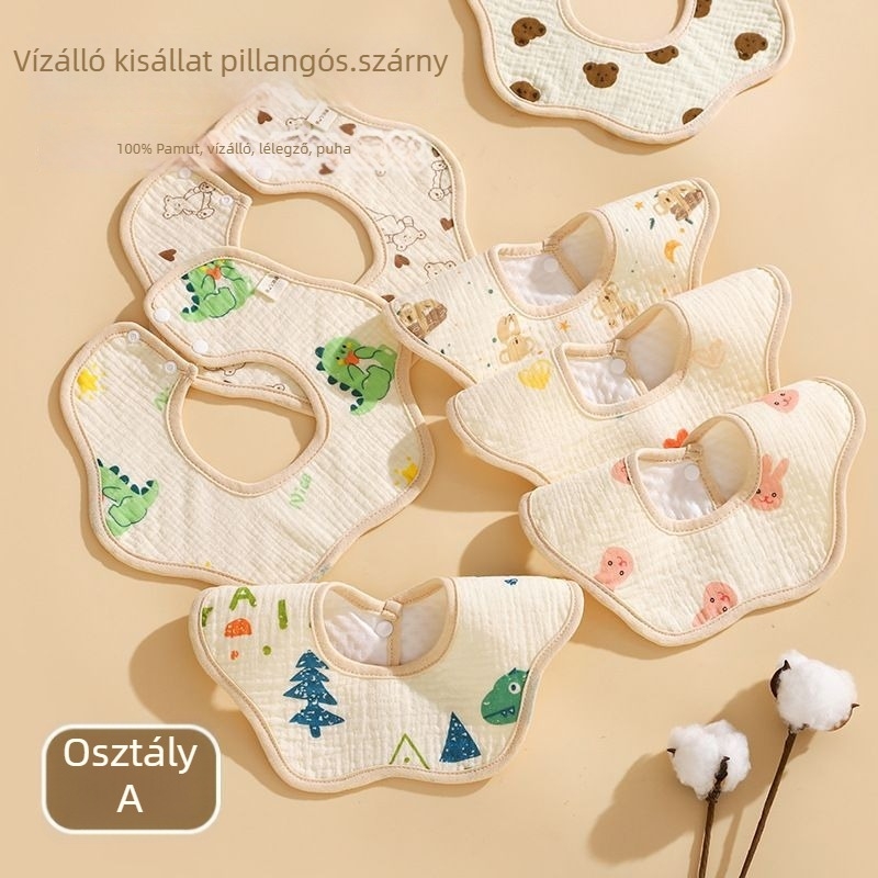 Pamut baba szalvéta (Baby Bib) fiúknak - Készleten, 2025 tavasz, 3–8 év