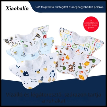 Petál alakú baba-bib, vízálló, 360°-os forgatható, 95% feletti pamutból, 0–3 éveseknek