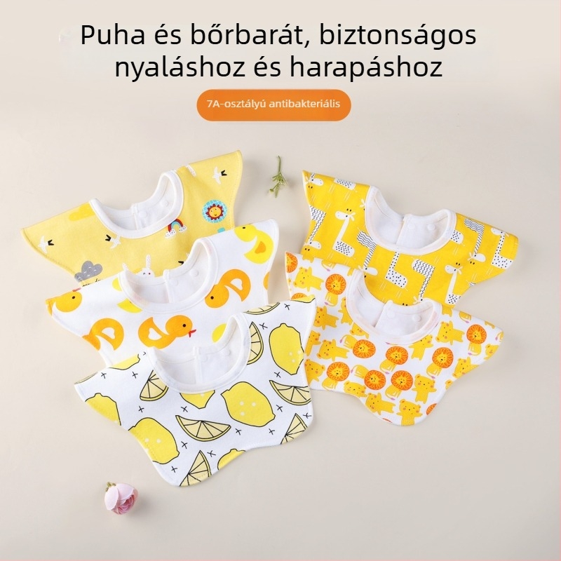 Petál alakú baba-bib, vízálló, 360°-os forgatható, 95% feletti pamutból, 0–3 éveseknek