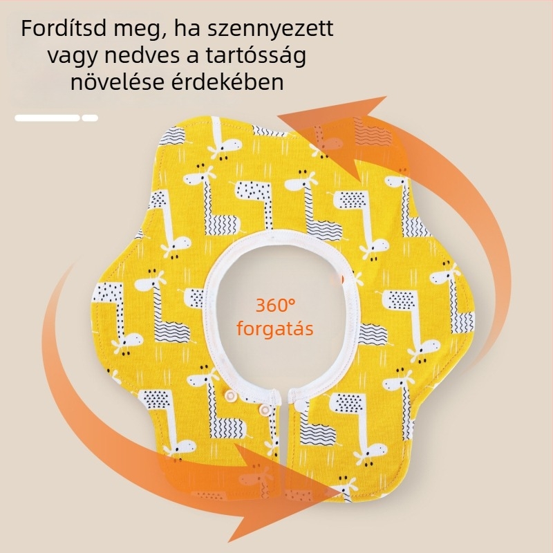 Petál alakú baba-bib, vízálló, 360°-os forgatható, 95% feletti pamutból, 0–3 éveseknek