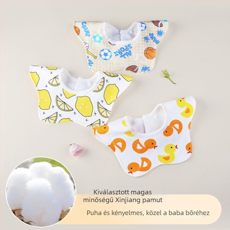 Petál alakú baba-bib, vízálló, 360°-os forgatható, 95% feletti pamutból, 0–3 éveseknek