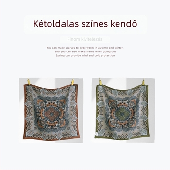 Női selyem–gyapjú sál, 65×65 cm, 2025-ös új stílus, elegáns, kiváló minőségű nyakmelegítő kendő