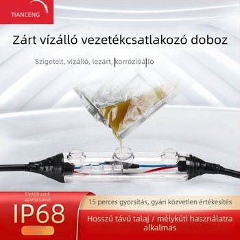 Géltöltésű vízálló csatlakozódoboz külső utcai lámpákhoz, 1 bemenet, 2 kimenet, szigetelt és zárt, fröccsenésvédett