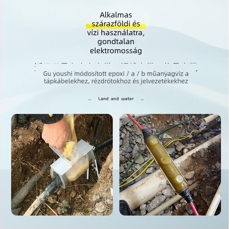 Géltöltésű vízálló csatlakozódoboz külső utcai lámpákhoz, 1 bemenet, 2 kimenet, szigetelt és zárt, fröccsenésvédett