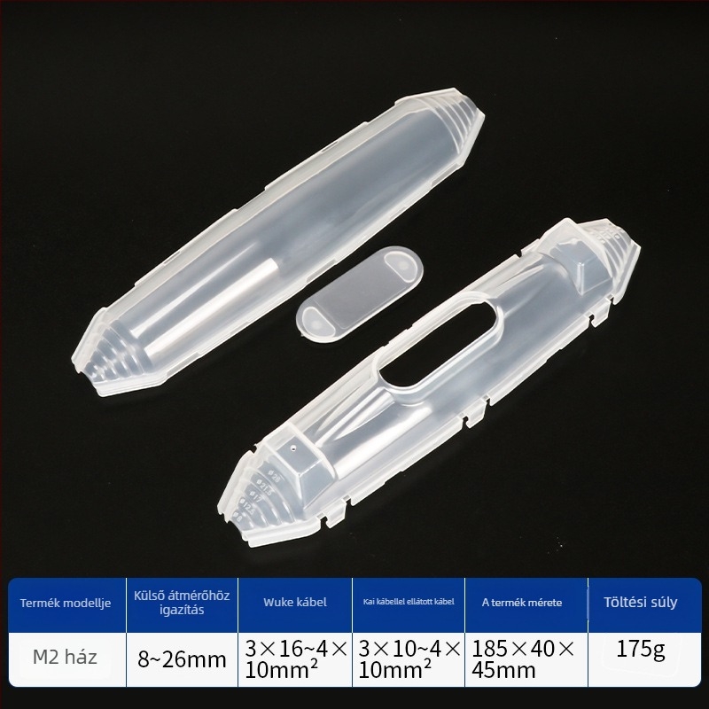 Géltöltésű vízálló csatlakozódoboz külső utcai lámpákhoz, 1 bemenet, 2 kimenet, szigetelt és zárt, fröccsenésvédett