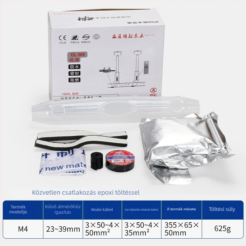 Géltöltésű vízálló csatlakozódoboz külső utcai lámpákhoz, 1 bemenet, 2 kimenet, szigetelt és zárt, fröccsenésvédett