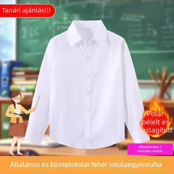 Gyerekeknek szóló hosszú ujjú iskolai ing, koreai stílus, puha felületkezelés, 30% pamut keverék, téli 2025