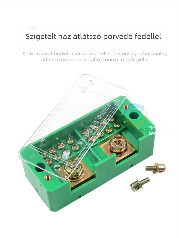 Villamos elosztó doboz, 2 bemenet, 4–16 kimenet, 8 csatoló, terminál blokk