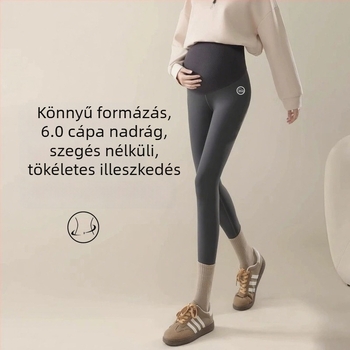 Anyasági jóga nadrág meleg fleece belsővel, pocak-támogatás, chenille anyag 30–50% spandex keverékkel, laza szabás, őszi-téli