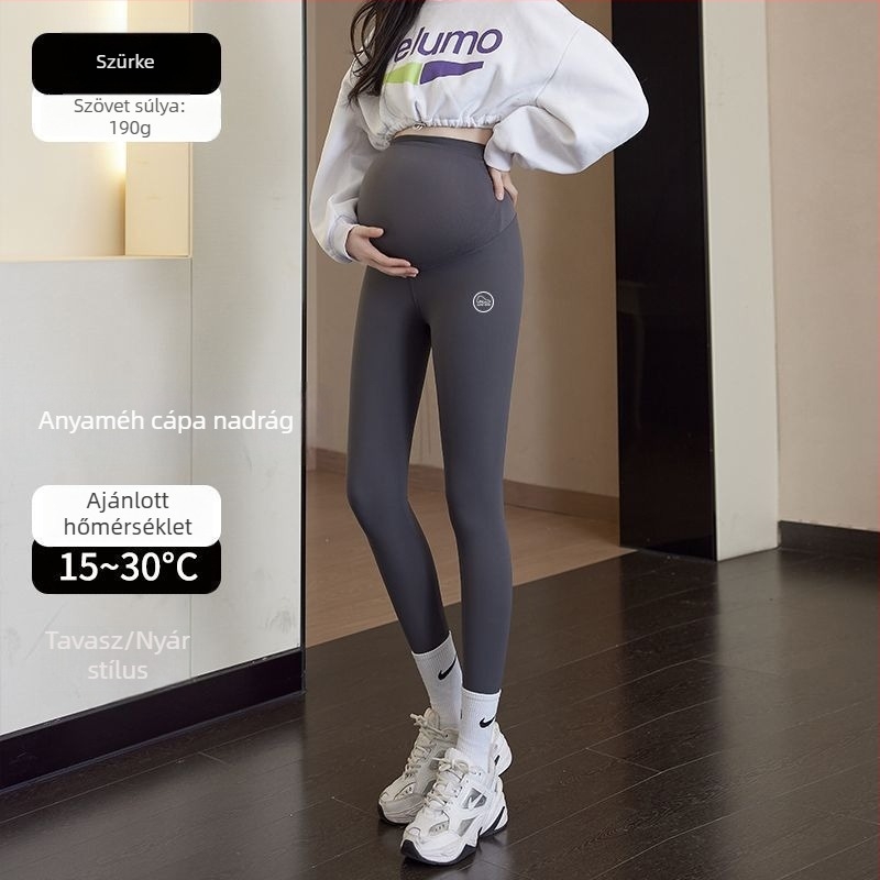Anyasági jóga nadrág meleg fleece belsővel, pocak-támogatás, chenille anyag 30–50% spandex keverékkel, laza szabás, őszi-téli