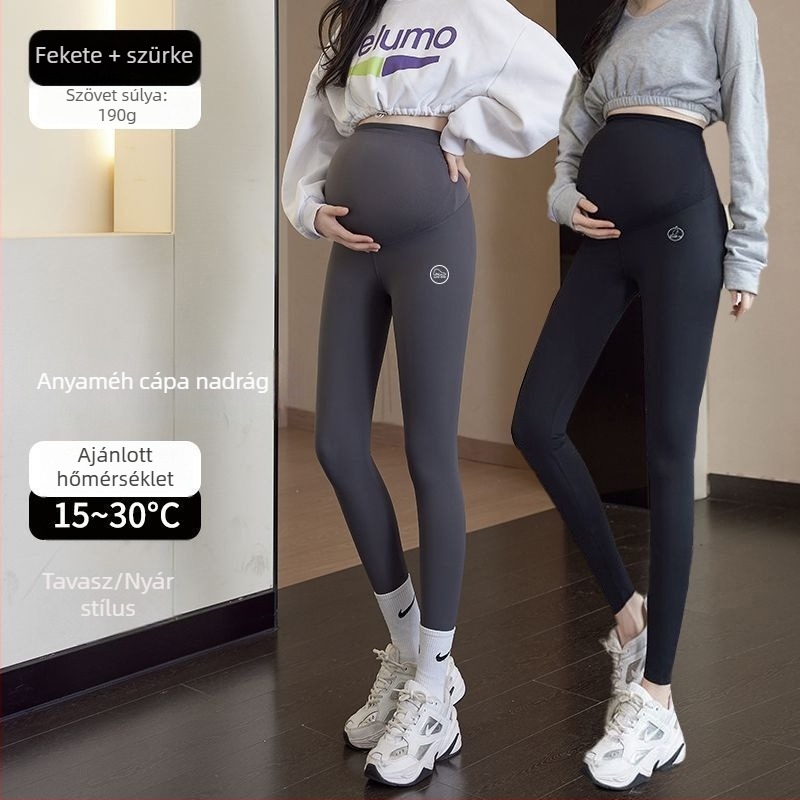 Anyasági jóga nadrág meleg fleece belsővel, pocak-támogatás, chenille anyag 30–50% spandex keverékkel, laza szabás, őszi-téli