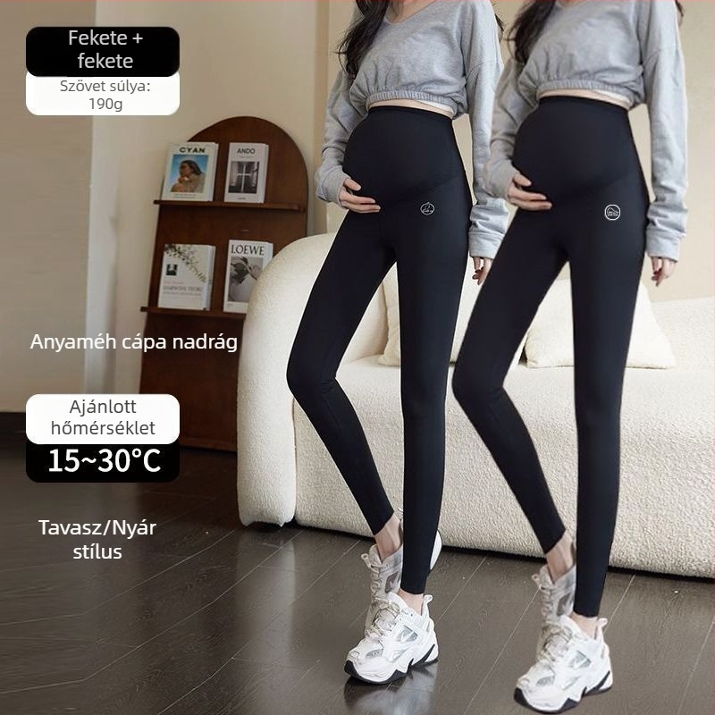 Anyasági jóga nadrág meleg fleece belsővel, pocak-támogatás, chenille anyag 30–50% spandex keverékkel, laza szabás, őszi-téli