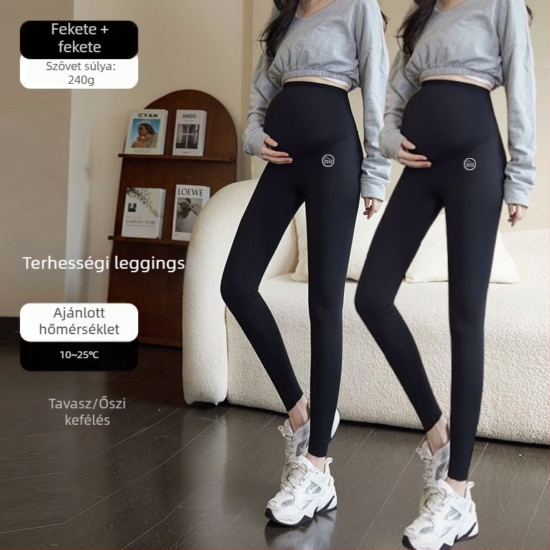 Anyasági jóga nadrág meleg fleece belsővel, pocak-támogatás, chenille anyag 30–50% spandex keverékkel, laza szabás, őszi-téli